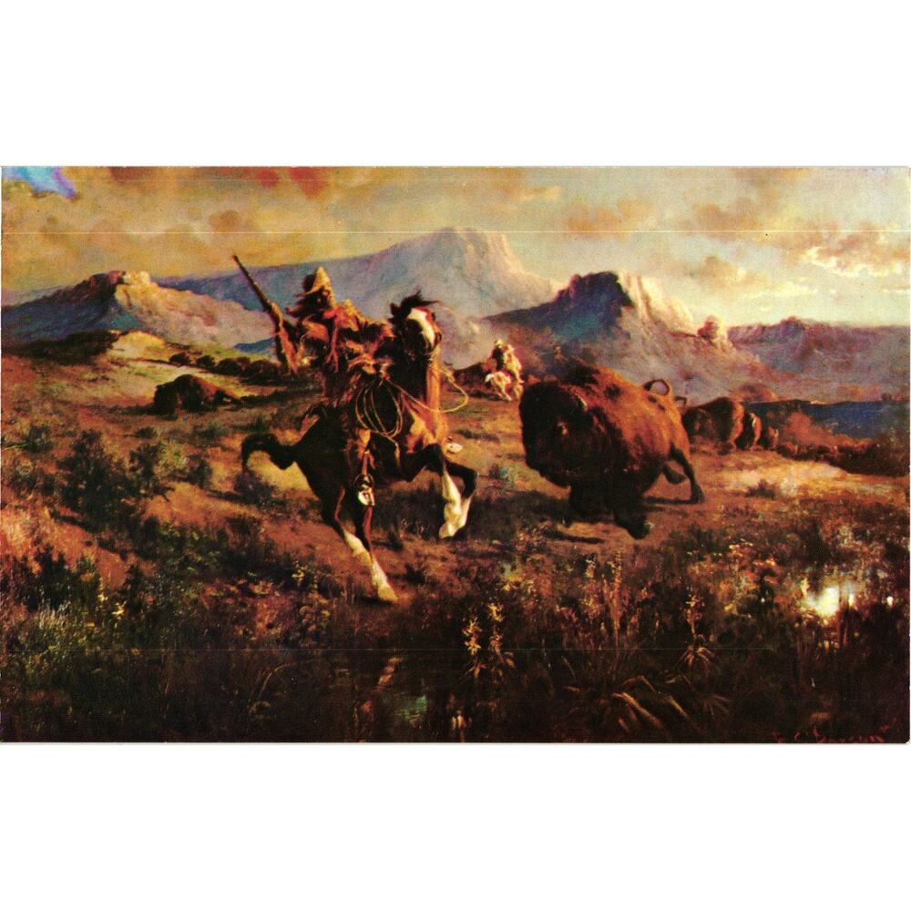Buffalo Hunter Postcard Whitney‎ Gallery of Western Art Cody Wyoming Unposted